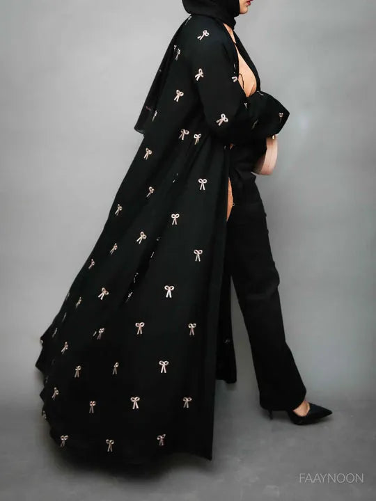 Signature Bow Embroidered Abaya