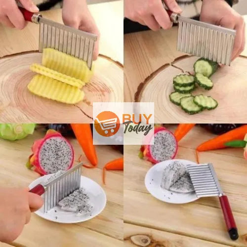 Crinkle Fries Cutter Knife with Handle