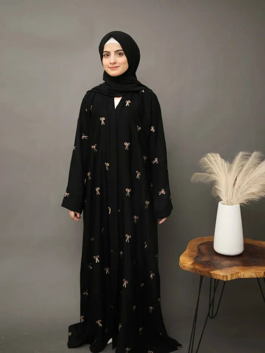 Signature Bow Embroidered Abaya