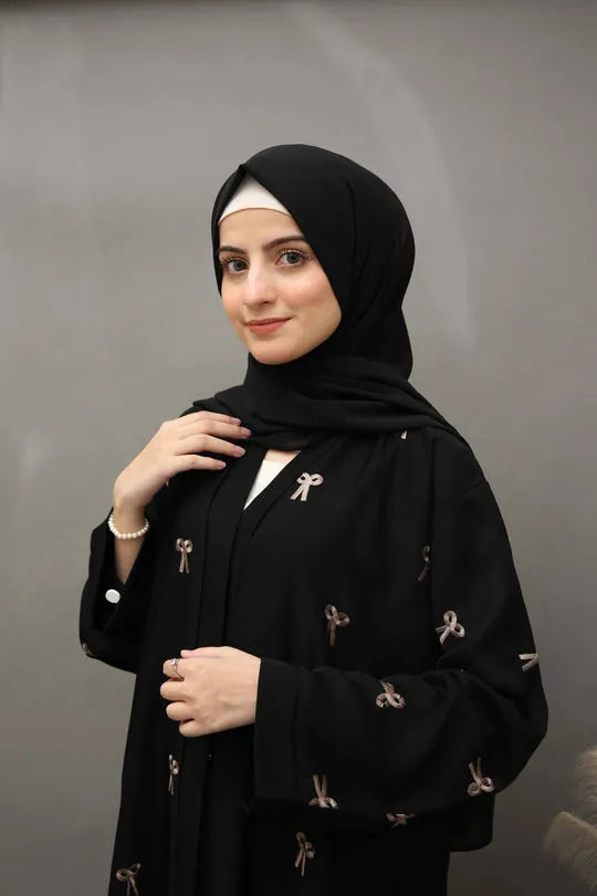 Signature Bow Embroidered Abaya