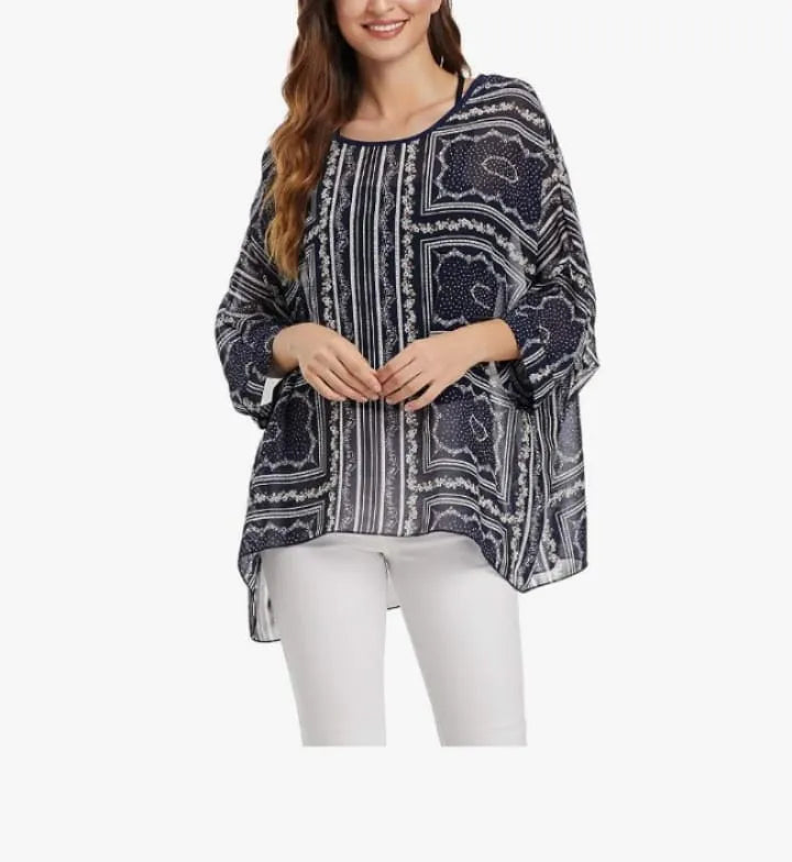 Summer Batwing Sheer Chiffon Blouse Shirt