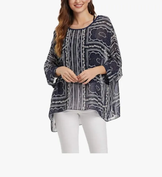 Summer Batwing Sheer Chiffon Blouse Shirt
