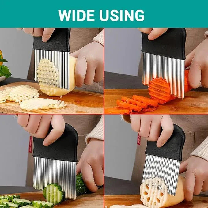 Crinkle Fries Cutter Knife with Handle