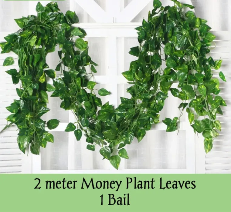 Pack of 12 Artificial Money Plant Leaf Bails 8ft