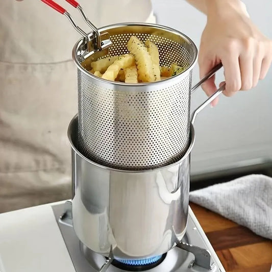 Deep Fryer Pot with Basket 304 Stainless Steel