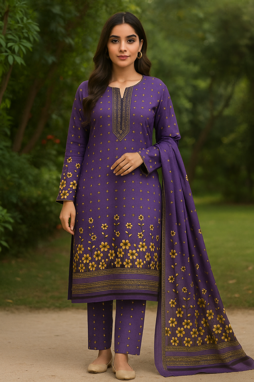 Lawn 3 Piece unstitched Suit For Girls