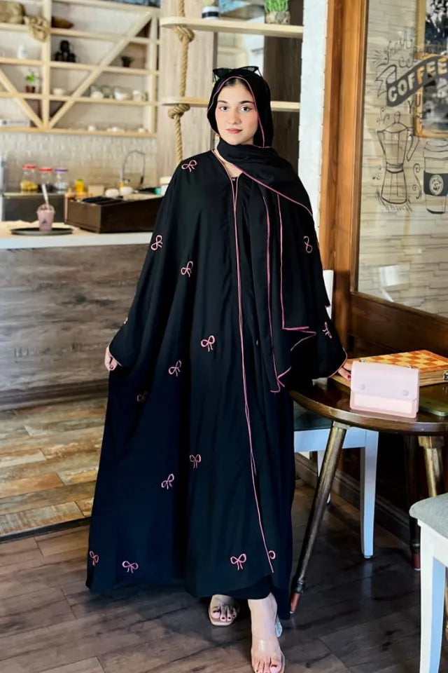 Signature Bow Embroidered Abaya