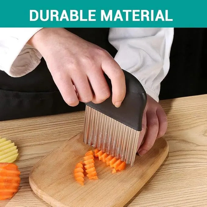 Crinkle Fries Cutter Knife with Handle