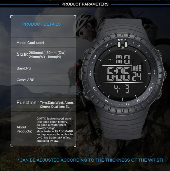 Military Men's Digital Sports Watch