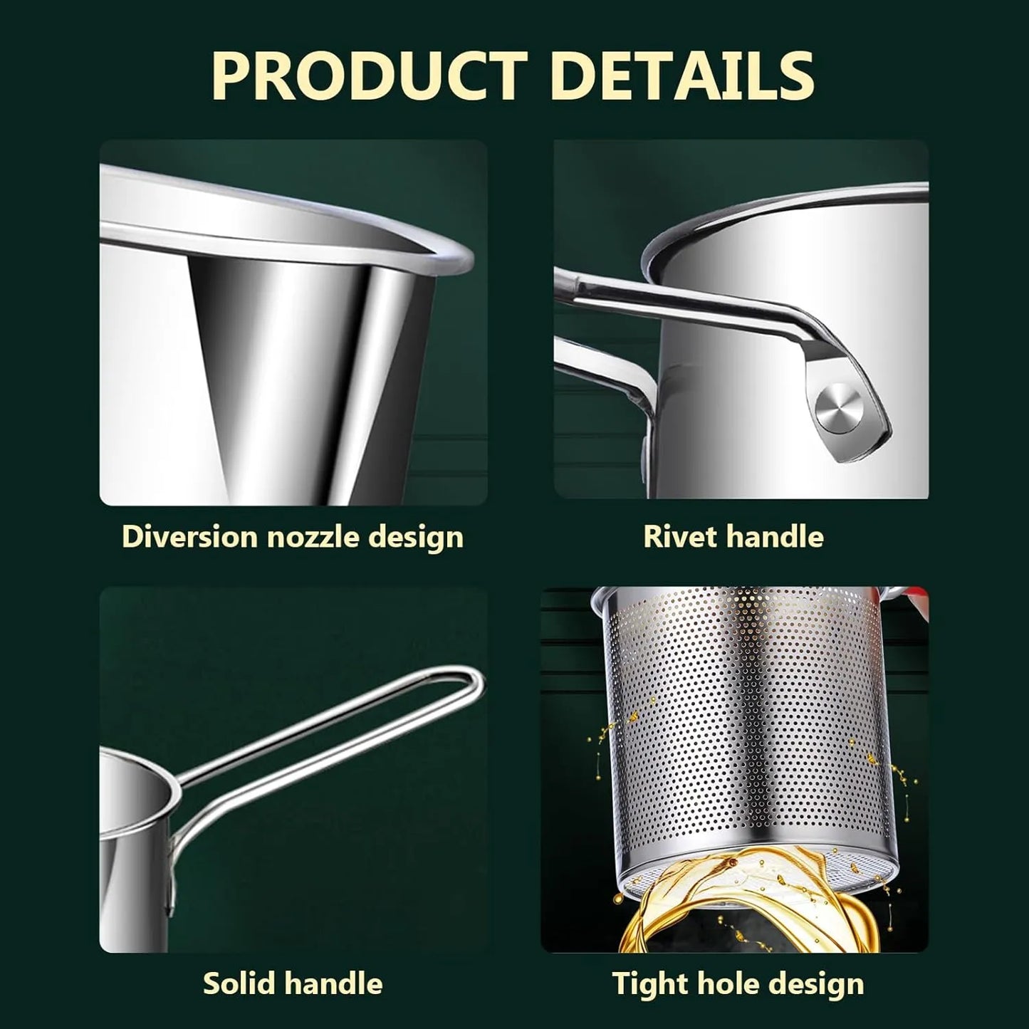 Deep Fryer Pot with Basket 304 Stainless Steel