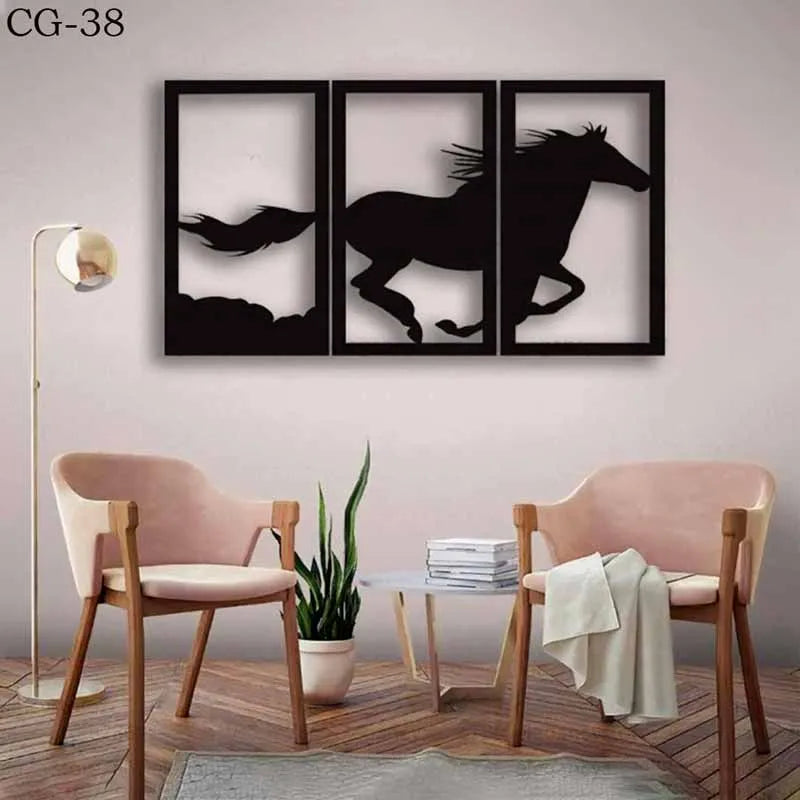 Wooden Wall Art 3 frame Horse Panels