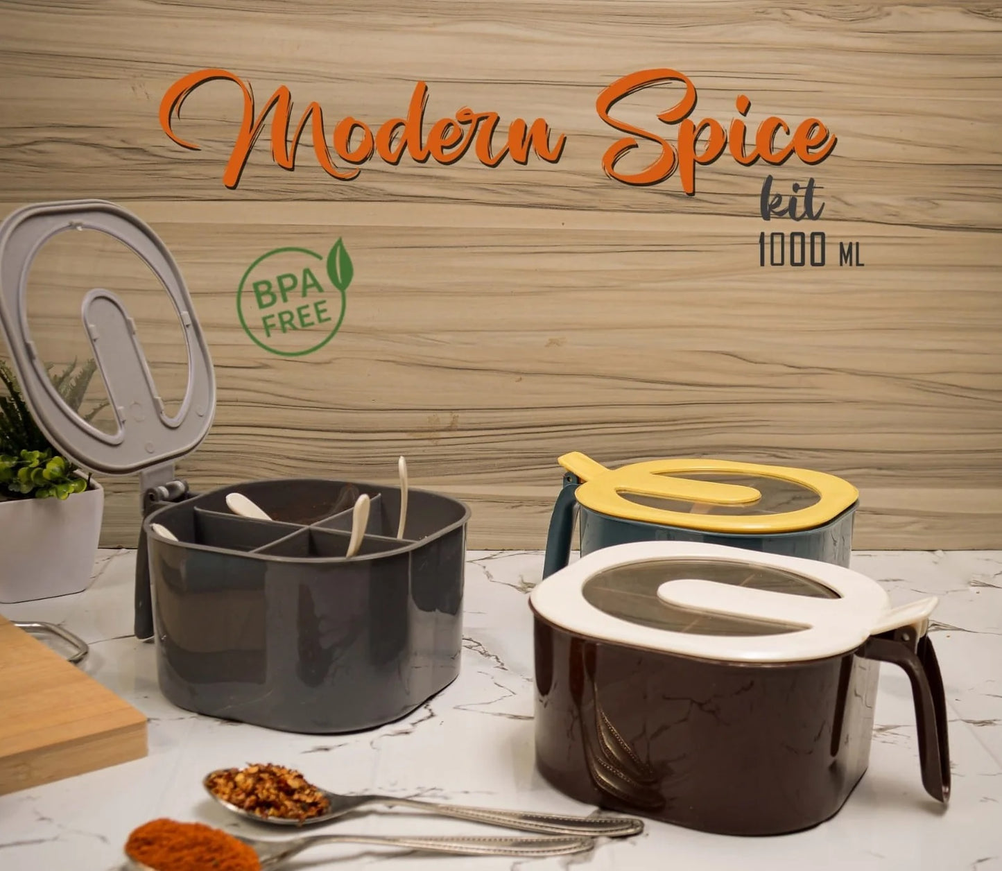 4 grid spice jar with free spoon