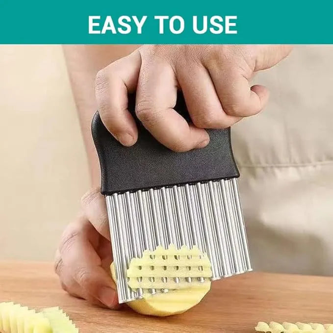Crinkle Fries Cutter Knife with Handle