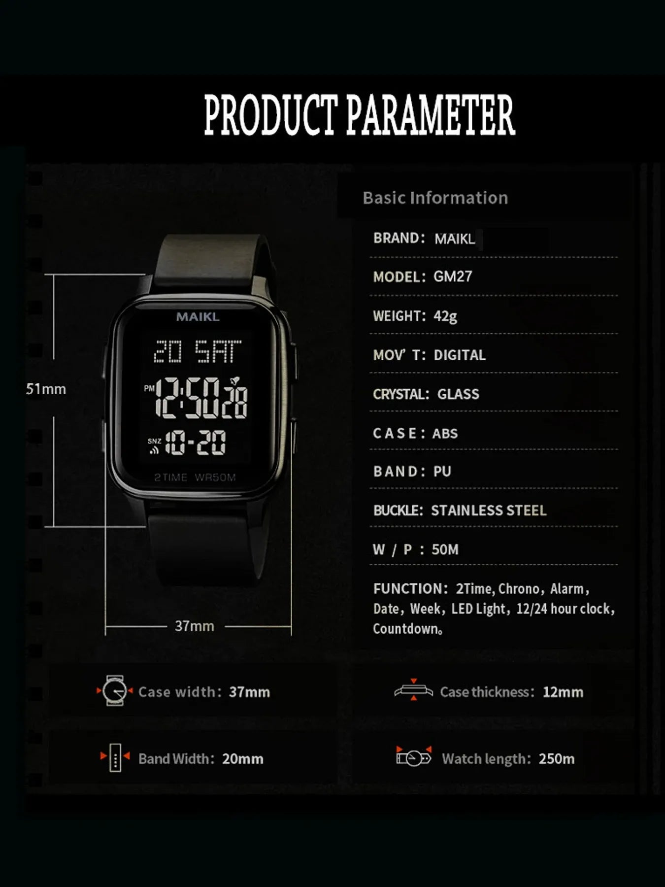Digital LED Sports Watch for Men