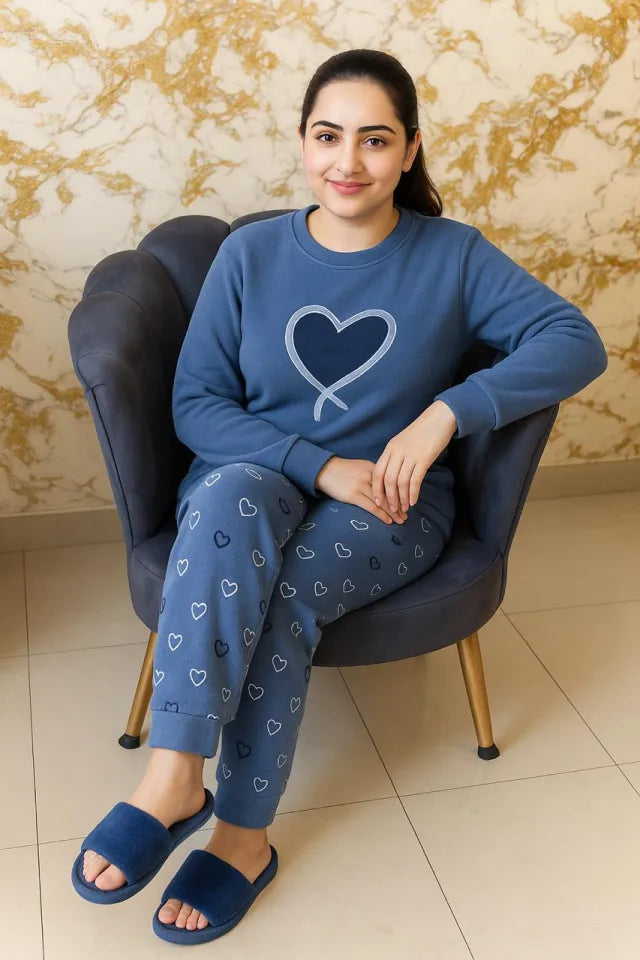 Warm & Fuzzy Heart-Embellished Loungewear Set