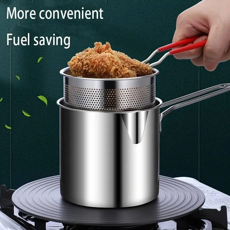 Deep Fryer Pot with Basket 304 Stainless Steel